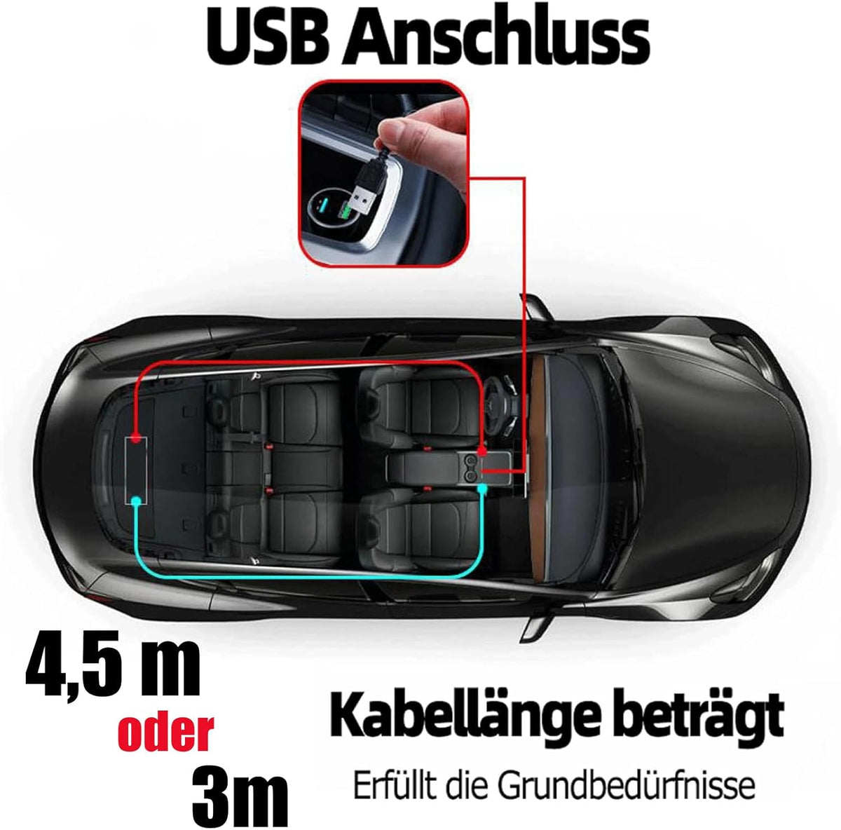 Anschluss des LED-Matrix-Displays per USB, Kabellänge 3 m oder 4,5 m