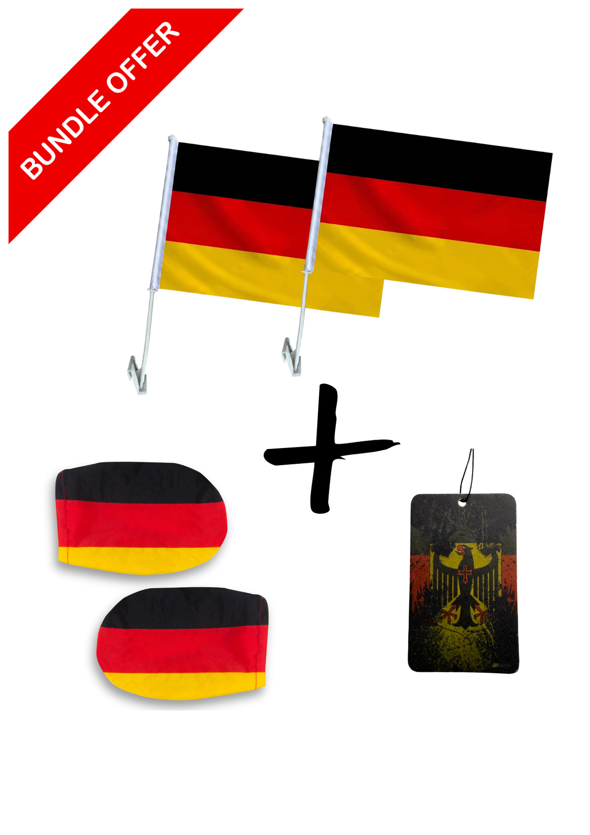 Deutschland Fan-Set mit Fensterflaggen, Spiegelflaggen und Duftanhänger