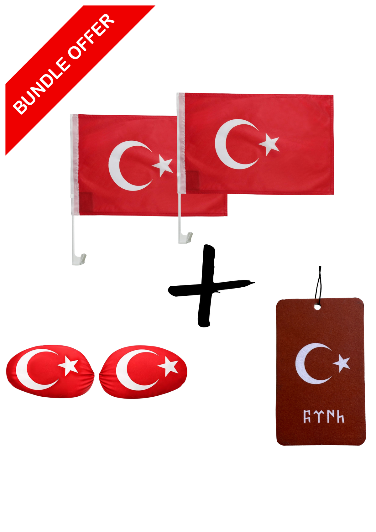 Türkei Fan-Set mit Fensterflaggen, Spiegelflaggen und Duftanhänger