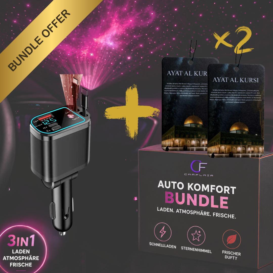 Ladegerät-Bundle mit 2 Ayetel Kürsi Duftbäumen