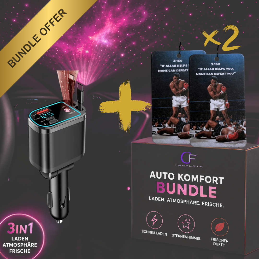 Ladegerät-Bundle mit 2 Muhammad Ali Duftbäumen