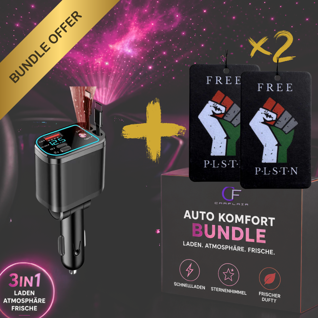 Ladegerät-Bundle mit 2 Palästina „Free P.L.S.T.N.“ Duftbäumen